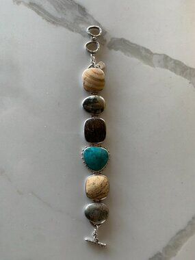 Silpada B1934 Multi-Stone Toggle Bracelet .925 Sterling Silver